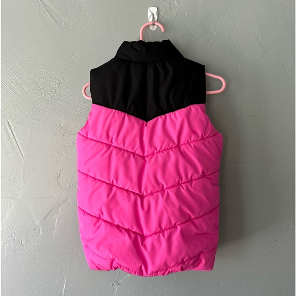 Puma puffy vest, kids size XXS (3/4), hot pink and black - Picture 2 of 8